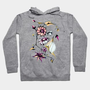 Art Nouveau Watercolor Perennials in Pastel Colors Hoodie